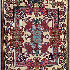 Fine Floral Hooked Runner Rug, 19th Century