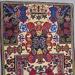 Fine Floral Hooked Runner Rug, 19th Century