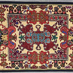 Fine Floral Hooked Runner Rug, 19th Century