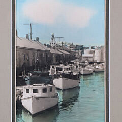 Mid 20th Century Hand Colored Photograph Of Commercial Wharf