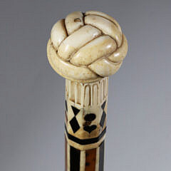 Whaler Made Turk’s Knot Grip Walking Stick, mid 19th Century