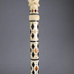 Whaler Made Clenched Fist With Snake Walking Stick, mid 19th Century