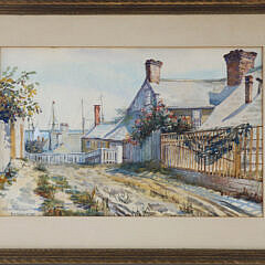 72-1993 W. Channing Cabot Watercolor Street Scene Nantucket A 7646 JPG