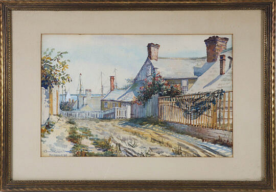 72-1993 W. Channing Cabot Watercolor Street Scene Nantucket A 7646 JPG