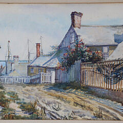 W. Channing Cabot Watercolor on Paper “Nantucket Street Scene”, circa 1894