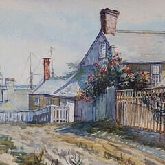 W. Channing Cabot Watercolor on Paper “Nantucket Street Scene”, circa 1894