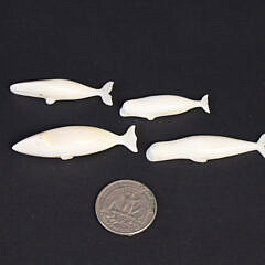 Four Miniature Antique Whale Ivory Whale Carvings