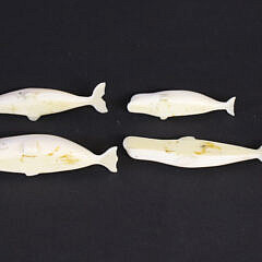Four Miniature Antique Whale Ivory Whale Carvings