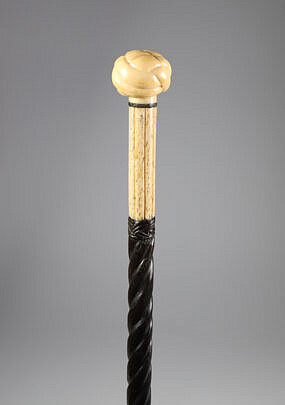 Whaler Made Monkey Fist Grip Walking Stick, 19th Century
