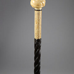 Whaler Made Monkey Fist Grip Walking Stick, 19th Century
