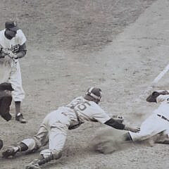 Jackie Robinson Black and White Photograph Poster Reprint “Stealing Home, May 18th 1952”