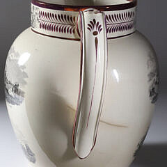English Sunderland Monumental Pink Lustre Commemorative Pitcher, 19th Century
