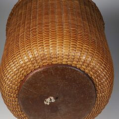 Antique Tall Double Handle Nantucket Waste Basket, circa 1910-1920