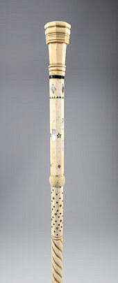 Whaler Made Octagonal Crown Walking Stick, mid 19th Century
