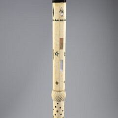 Whaler Made Octagonal Crown Grip Walking Stick, mid 19th Century