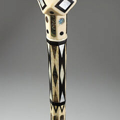 Whaler Made Cuboctahedron Grip Walking Stick, mid 19th Century