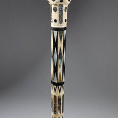 Whaler Made Cuboctahedron Grip Walking Stick, mid 19th Century