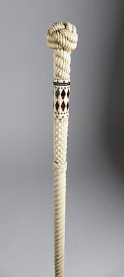 Whaler Made Monkey Fist Walking Stick, Mid 19th Century