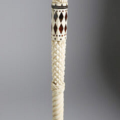Whaler Made Monkey Fist Walking Stick, Mid 19th Century