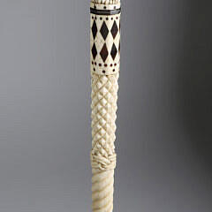 Whaler Made Monkey Fist Walking Stick, mid 19th Century