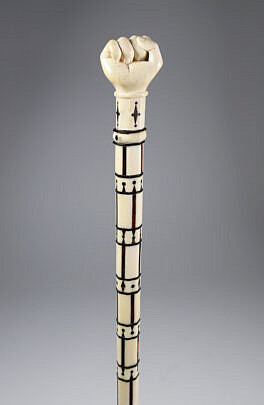 Whale Made Clenched Fist Grip Walking Stick, mid 19th Century