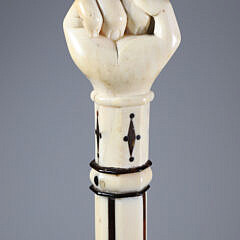 Whale Made Clenched Fist Grip Walking Stick, mid 19th Century