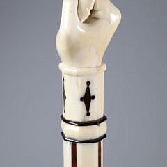 Whale Made Clenched Fist Grip Walking Stick, mid 19th Century