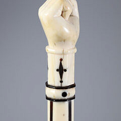Whale Made Clenched Fist Grip Walking Stick, mid 19th Century