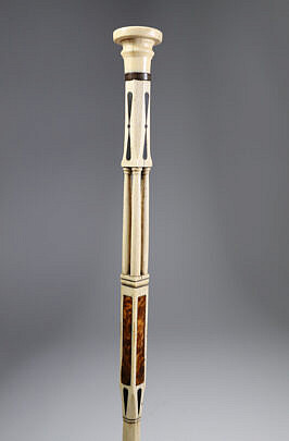 Whaler Made Crown Pommel Architectural Walking Stick, mid 19th Century