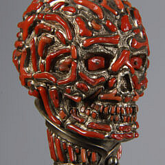 Silver and Coral Skull Grip Walking Stick by Giuseppe Caltagirone, Sicily, Italy c. 1790-1810