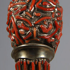 Silver and Coral Skull Grip Walking Stick by Giuseppe Caltagirone, Sicily, Italy c. 1790-1810