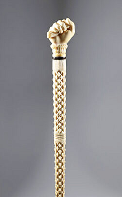 Whaler Made Clenched Fist Walking Stick, Mid 19th Century