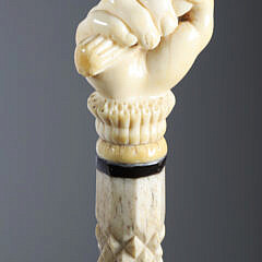Whaler Made Clenched Fist Walking Stick, mid 19th Century