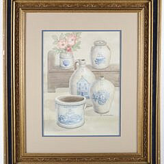 Barbara Van Winkelen Watercolor On Paper "Nantucket Crockery"