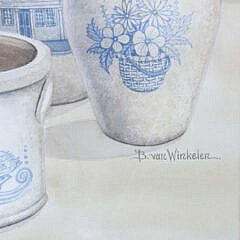 Barbara Van Winkelen Watercolor On Paper “Nantucket Crockery”