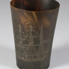 Antique Scrimshaw Commemorative Horn Cup “Bark Sarah B. Hale”, circa 1877