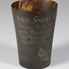 Antique Scrimshaw Commemorative Horn Cup “Bark Sarah B. Hale”, circa 1877