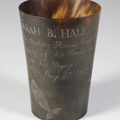 Antique Scrimshaw Commemorative Horn Cup “Bark Sarah B. Hale”, circa 1877