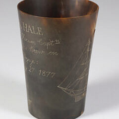 Antique Scrimshaw Commemorative Horn Cup “Bark Sarah B. Hale”, circa 1877