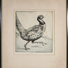 Emerson Tuttle Dry Point Etching "Running Pheasant", circa 1932