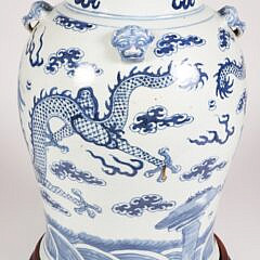 Chinese Blue and White Porcelain Jar Mounted as a Lamp