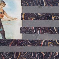 Richard Kemble Mixed Media Painting American Flag Series “Tourist Life on Nantucket”