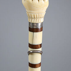 Whaler Made Clenched Fist Walking Stick, circa 1849