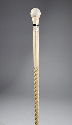 Whaler Made Ball Grip Walking Stick, mid 19th Century