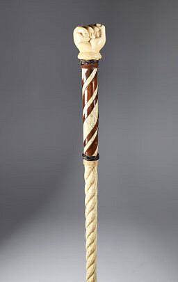 Whale Made Fist Holding Dowel Walking Stick, Mid 19th Century