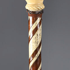 Whaler Made Fist Holding Dowel Walking Stick, mid 19th Century