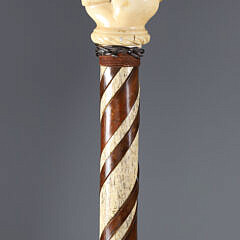 Whaler Made Fist Holding Dowel Walking Stick, mid 19th Century