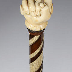 Whaler Made Fist Holding Dowel Walking Stick, mid 19th Century