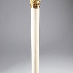 Whaler Made Gold Plated Knob Anique Narwhal Walking Stick, early to mid 19th Century