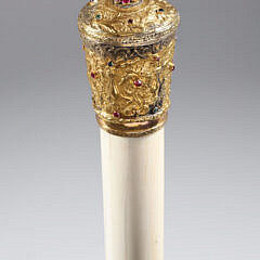 97-6 Gold Jeweled Knob Walking Stick B 8241 JPG